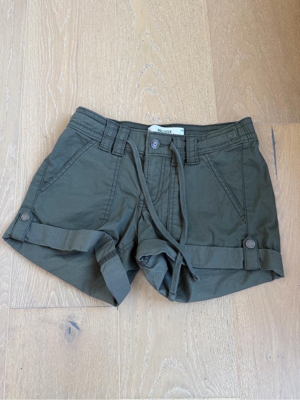Hollister Olive Utility Tie-Waist High-Rise Shorts